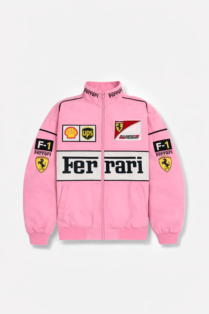 Ferrari F1 Vintage Racing Jacket - Pink Cotton Edition